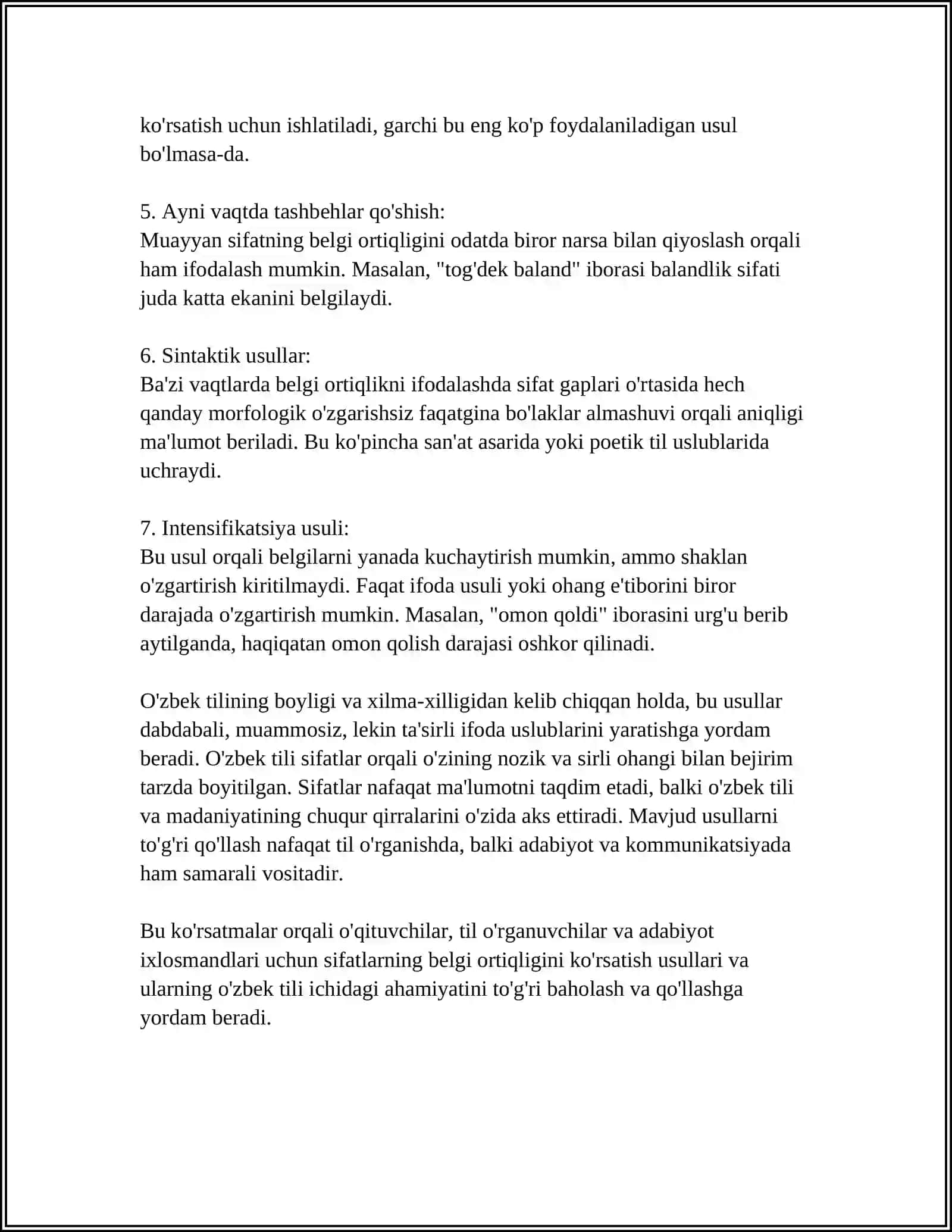 QADIMGI TURKIY TILDA SIFATLARDA BELGINING ORTIQLIGI YOKI KAMLIGINI BILDIRUVCHI SHAKLLAR 4