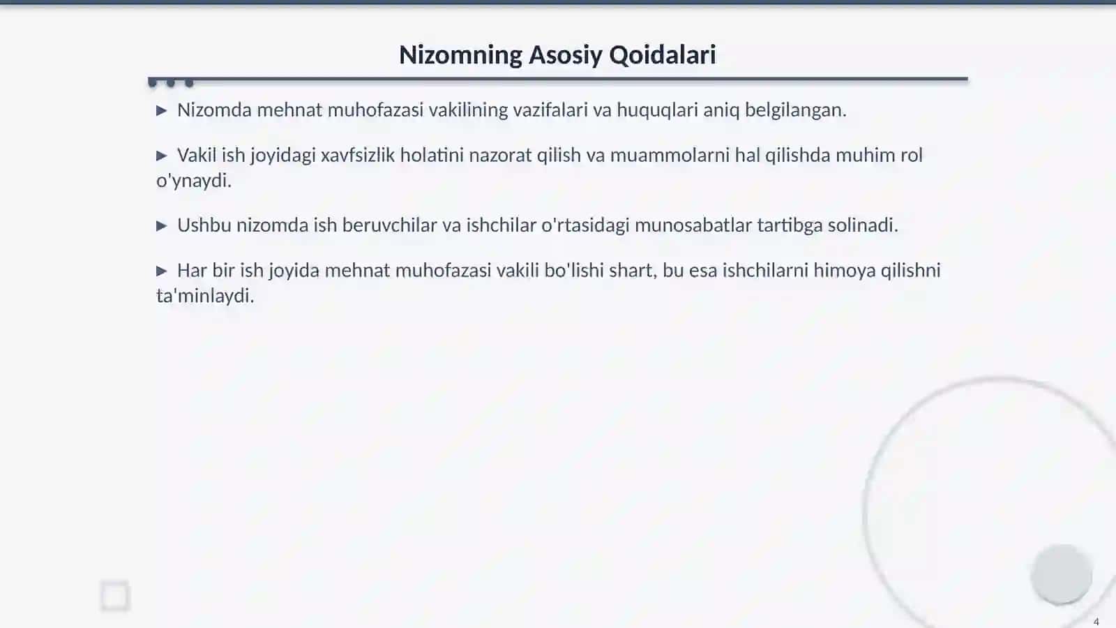 Mehnat Muhofazasi Bo'yicha Vakil To'g'risida Nizom Tahlili 4