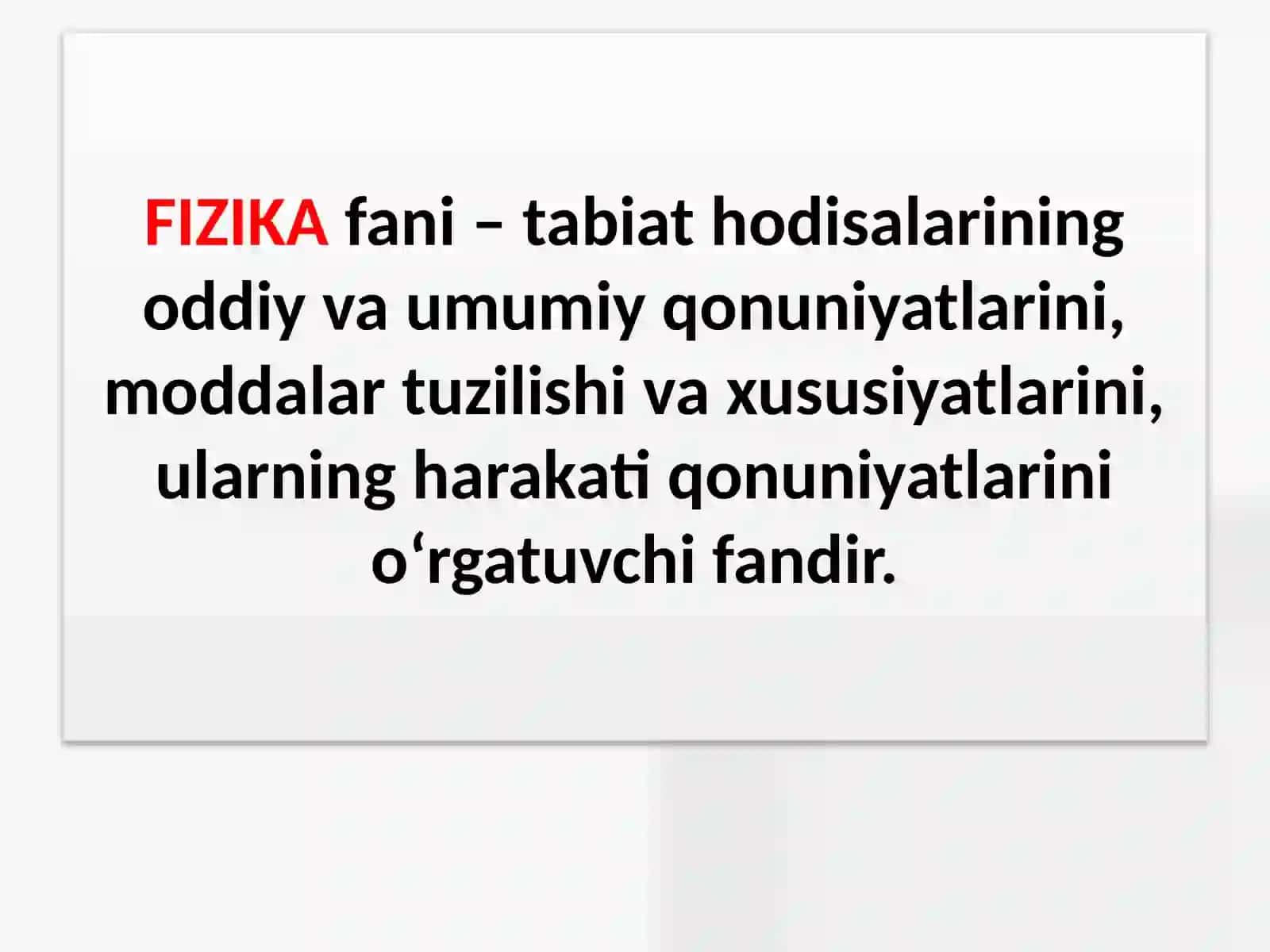 FIZIKA FANI PREDMETI. KINEMATIKA 4
