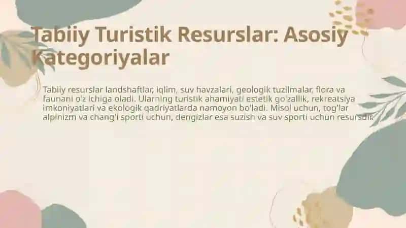 Turistik resurslarning turlari 4