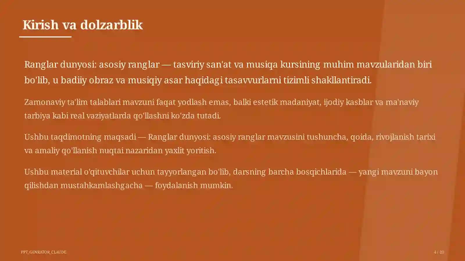 Ranglar dunyosi: asosiy ranglar (1-sinf) 4