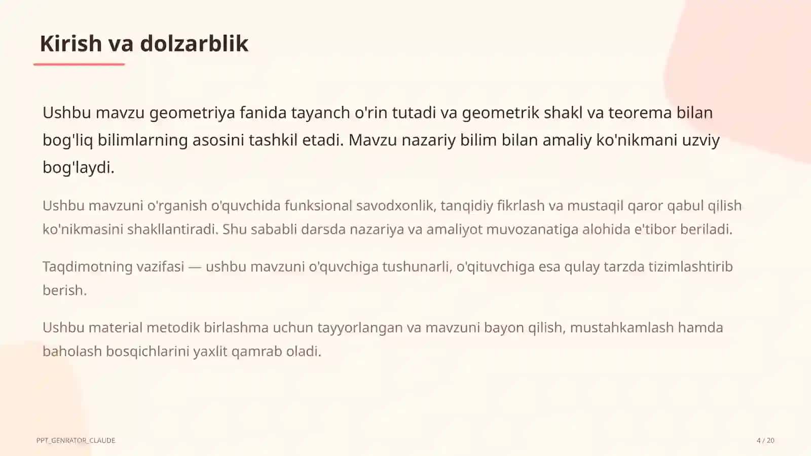 Geometriya (7–11) — metodik birlashma uchun 4