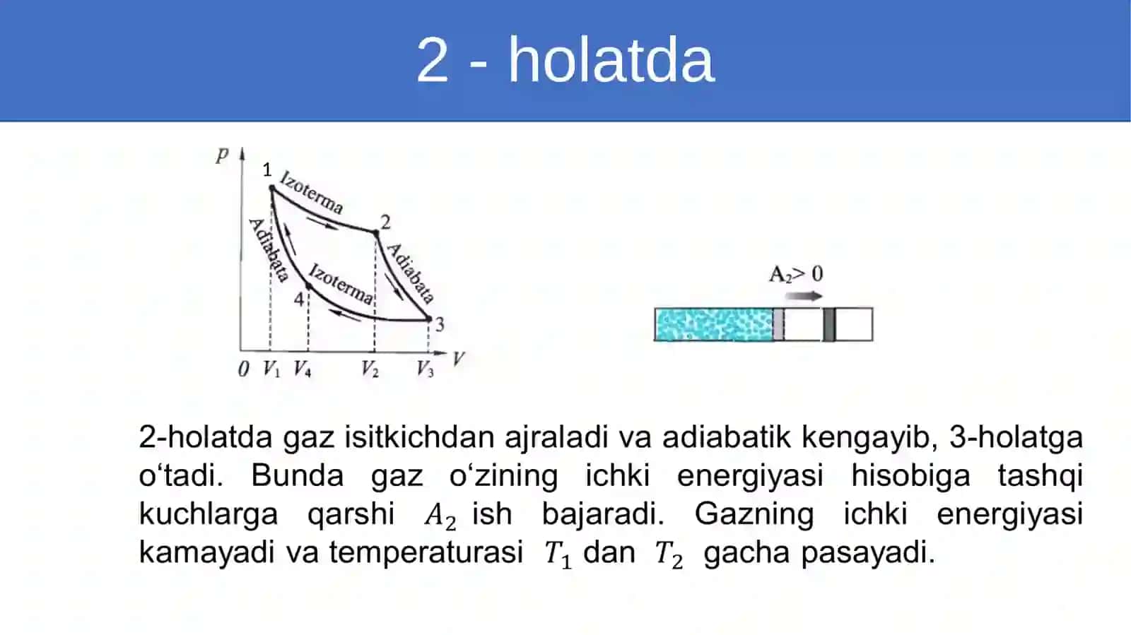 Issiqlik dvigatellarining ishlash prinsipi. 9-sinf fizika fanidan dars ishlanma 4