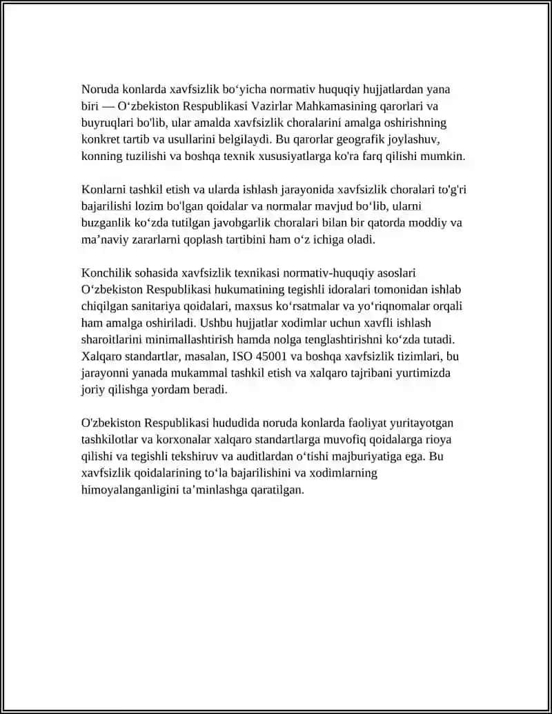 NORUDA KONLARDA XAVFSIZLIK TEXNIKASI VA MEHNATNI MUHOFAZA QILISH TALABLARI 4