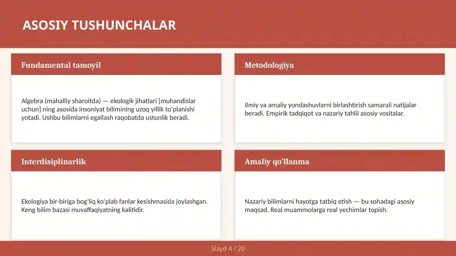 Algebra (mahalliy sharoitda) - ekologik jihatlari [muhandislar uchun] 4