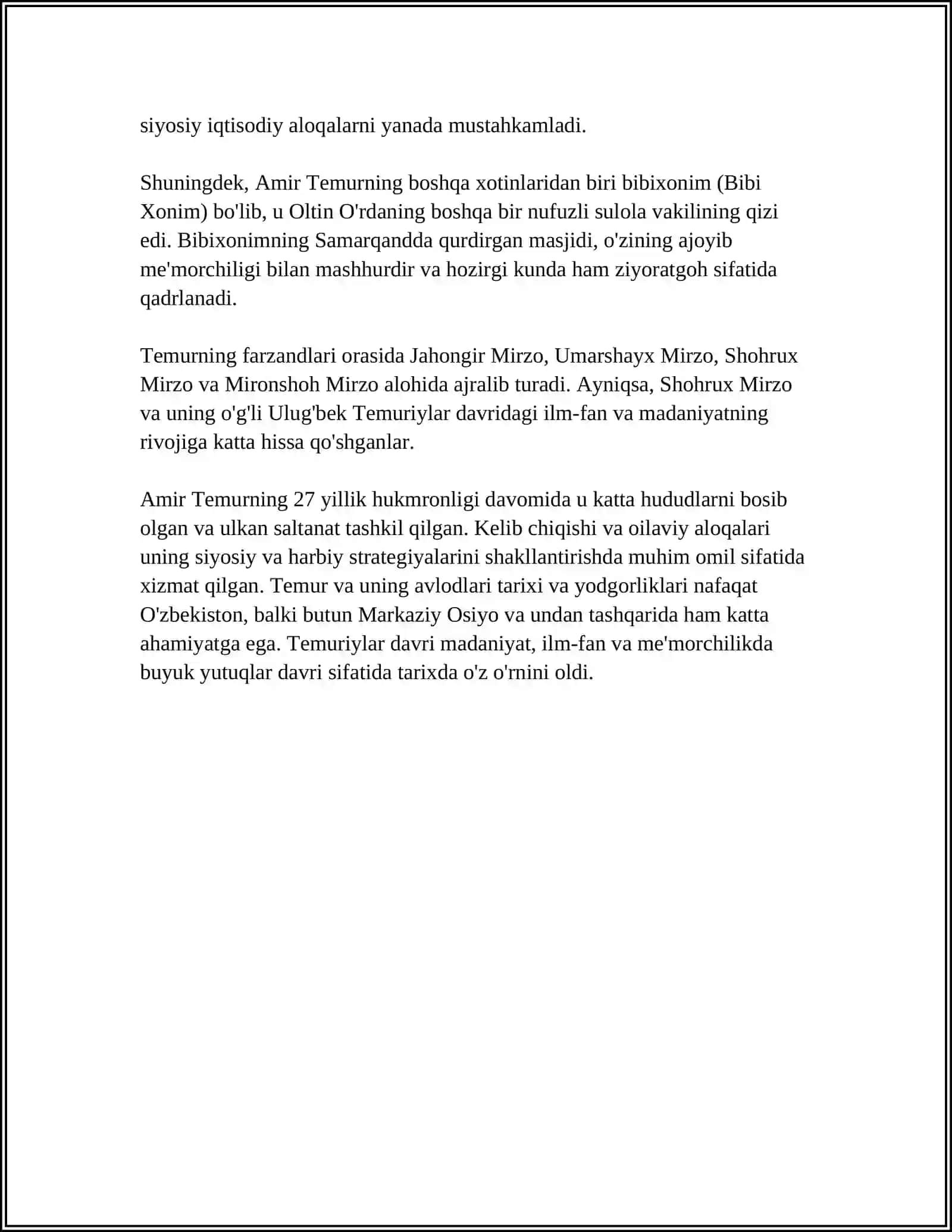 AMUR TEMUR HAQIDA REFERAT 4