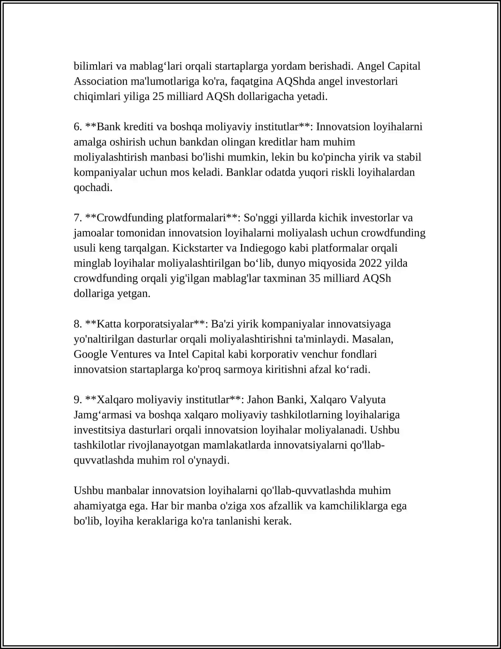 INAVATSION LOYIXALARNI MOLIYALASHTIRISH TIZIMI 4