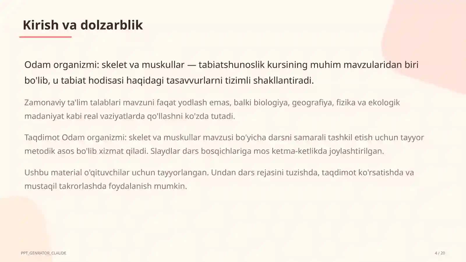 Odam organizmi: skelet va muskullar (4-sinf) 4