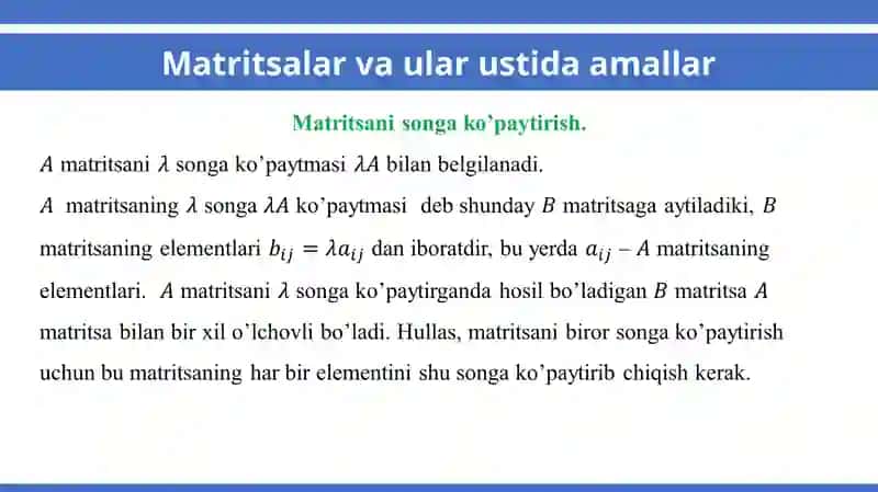Matritsalar va ular ustida amallar 4