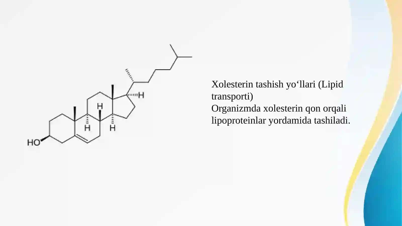 Murakkab lipidlar almashinuvi.xolesterin metabolizmi.yog’lar almashinuvining boshqarilishi 4