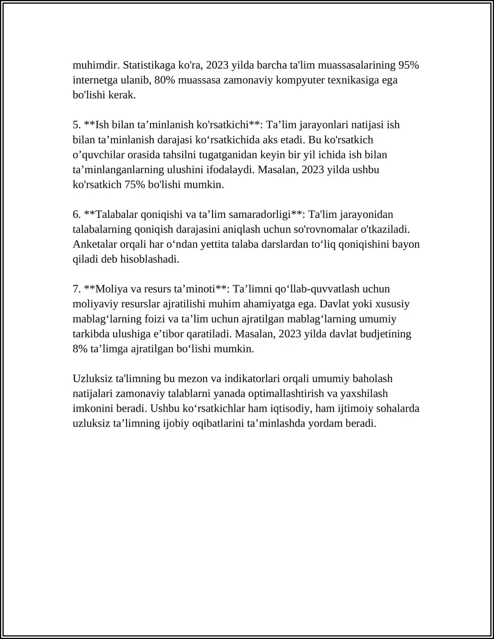 BOSHLANĜICH SINF OʻQITUVCHILARINING UZLIKSIZ TA'LIM TENDENSIYALARI BOʻYICHA KOʻNIKMASINI BAHOLASH 4
