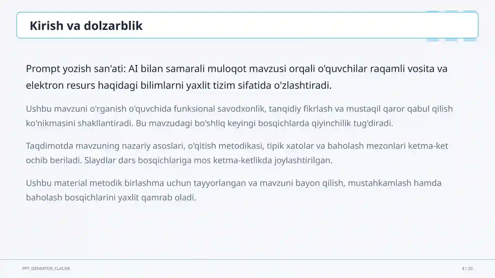 O'qituvchilar uchun: raqamli ta'lim texnologiyalari — metodik birlashma uchun 4