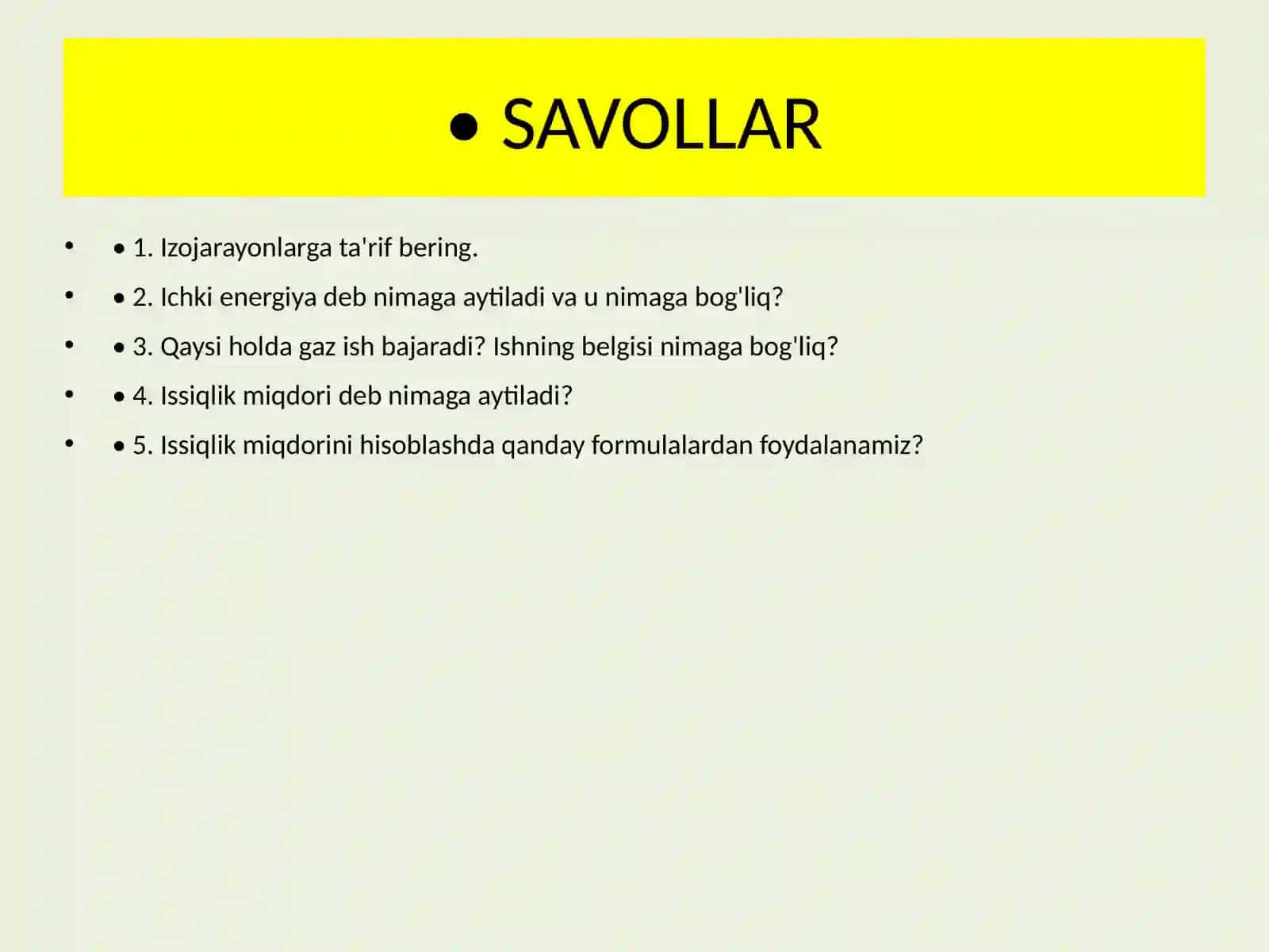 Fizika - Termodinamikaning birinchi qonuni (10-sinf) 4