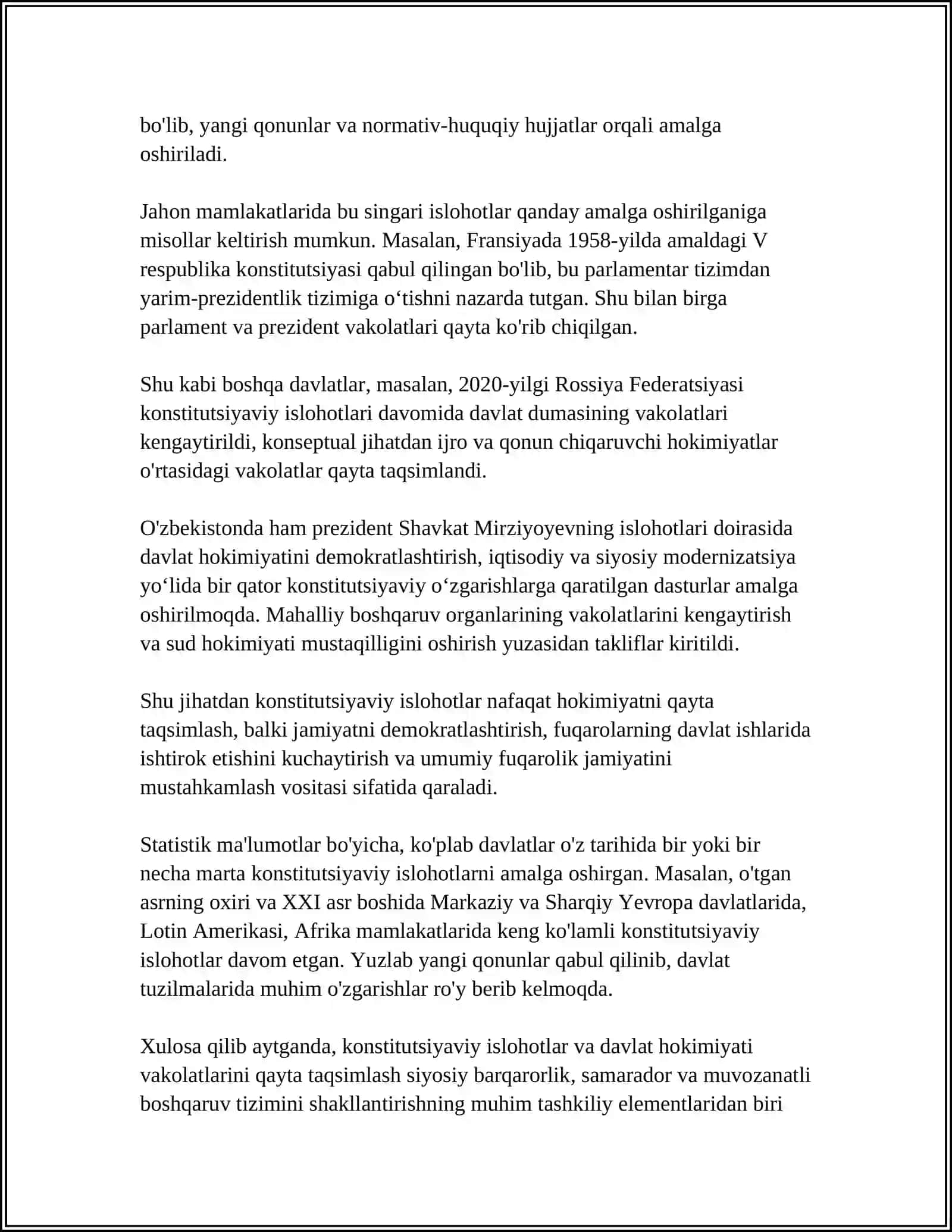 MUSTAQILLIK YILLARIDA DAVLAT BOSHQARUVI TIZIMIDA AMALGA OSHIRILGAN ISLOHATLAR 4