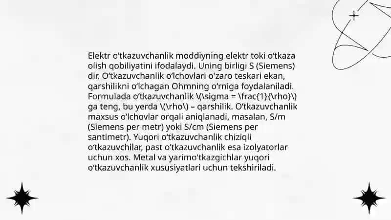 Elektr oʻtkazuvchanlik materiallari 4