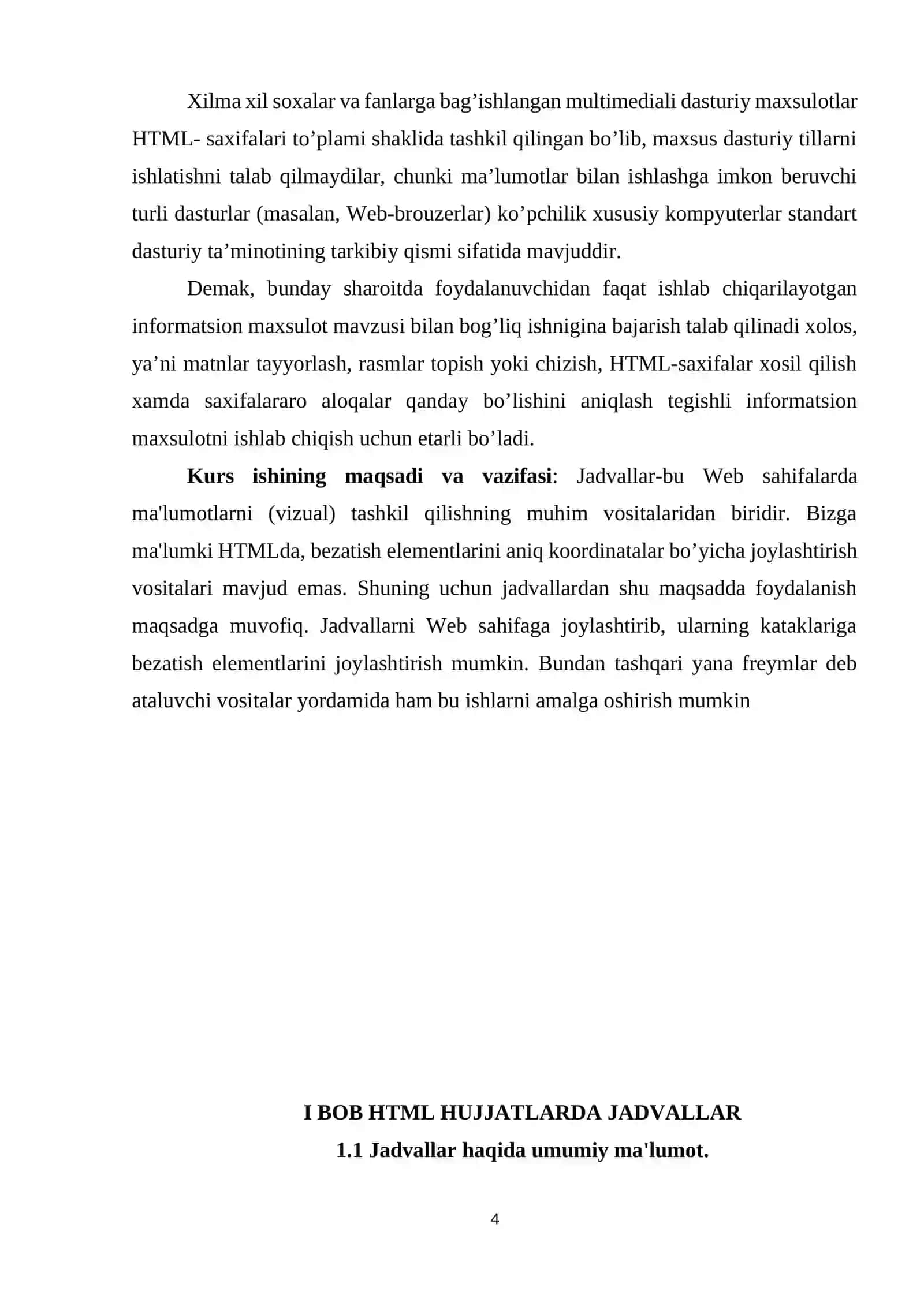 HTML JADVALLARI BILAN ISHLASH 4