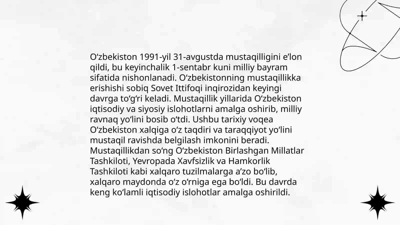 Mustakil Uzbekiston Respublikasi tashkil topishining tarixiy axamiyati 4