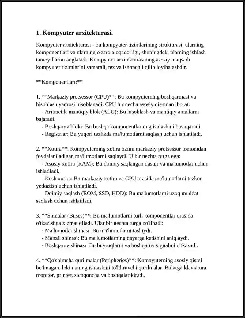 KOMPYUTERLAMING ASOSIY KO'RSATKICHLARI, PARALLEL VEKTORLI TIZIMLAR (PVP), KLASTERLI TIZIMLAR 4