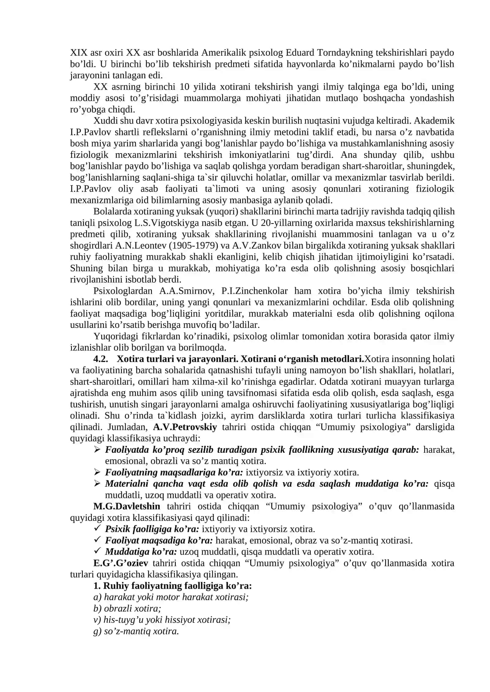 4-mavzu. Xotira. Xayol. Tafakkur. Intellekt va kreativlik 4