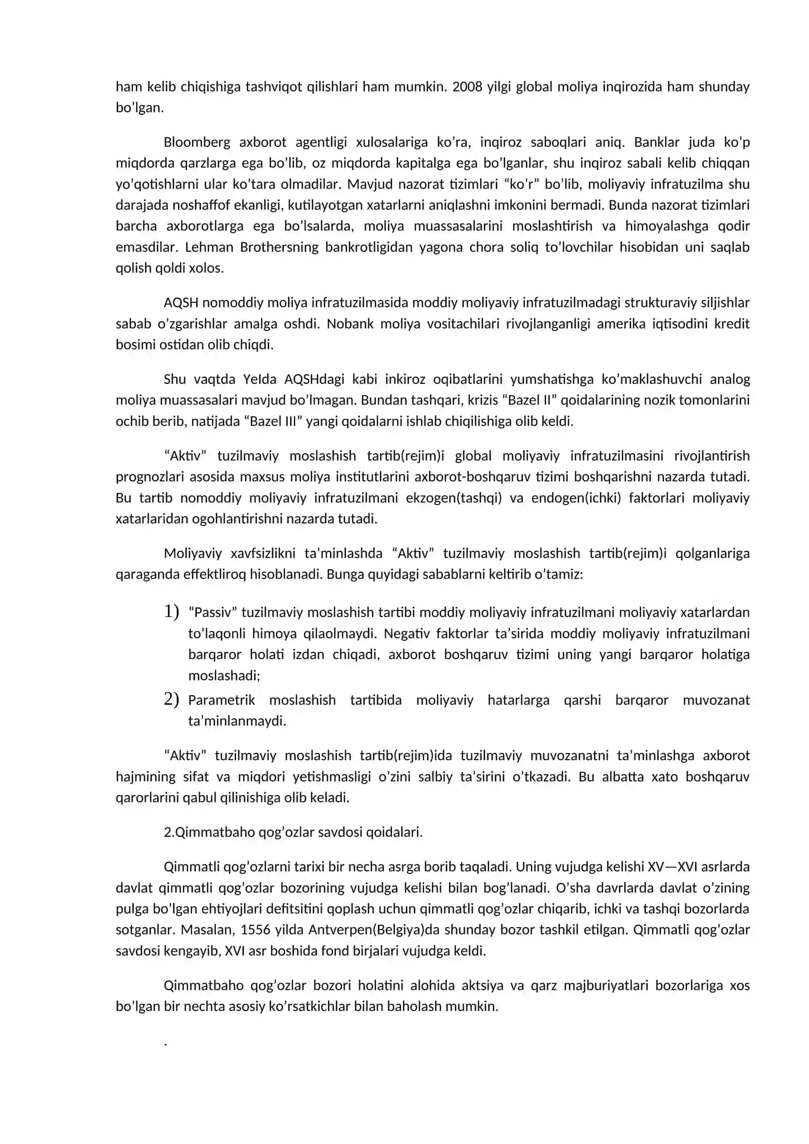 Moliyaviy infratuzilma va moliyaviy tizimni tartibga solish 4