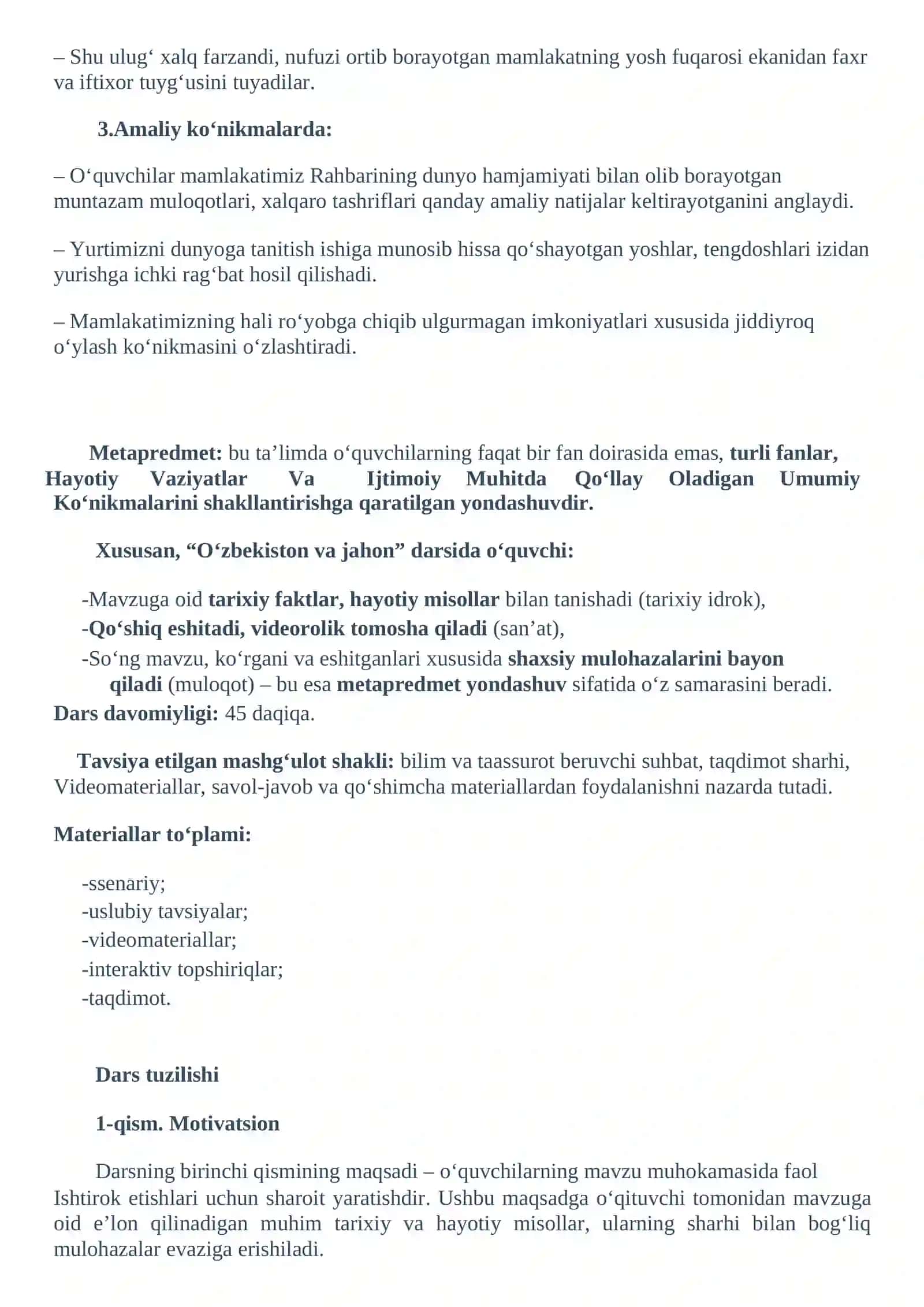 O'ZBEKISTON VA JAHON 4