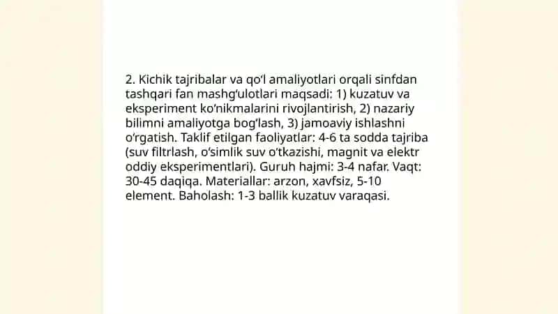 Boshlang'ich ta'lim tabiiy fanlaridan sinfdan tashqari ishlarni tashkil qilish 4