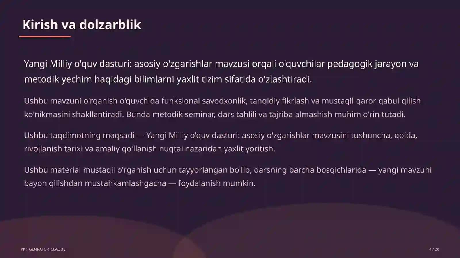 Yangi Milliy o'quv dasturi: asosiy o'zgarishlar 4