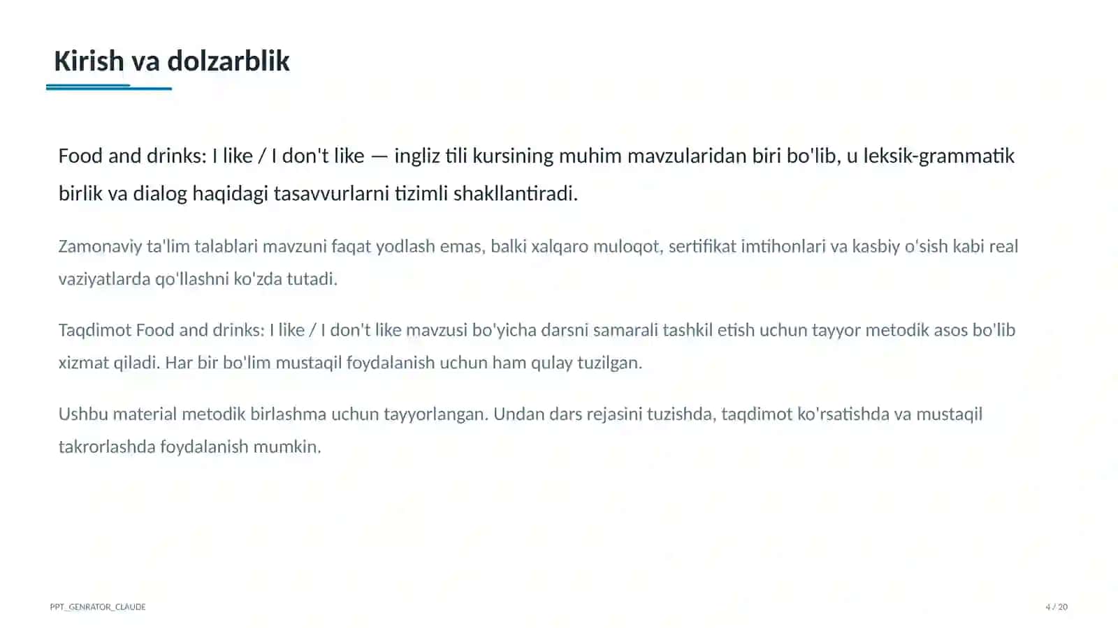 Ingliz tili (1–11) — metodik birlashma uchun 4