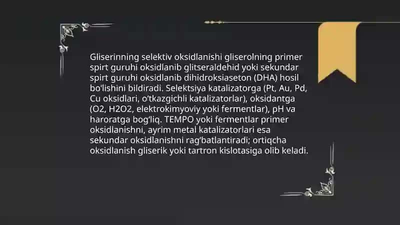 Gliserinning oksidlanishi 4
