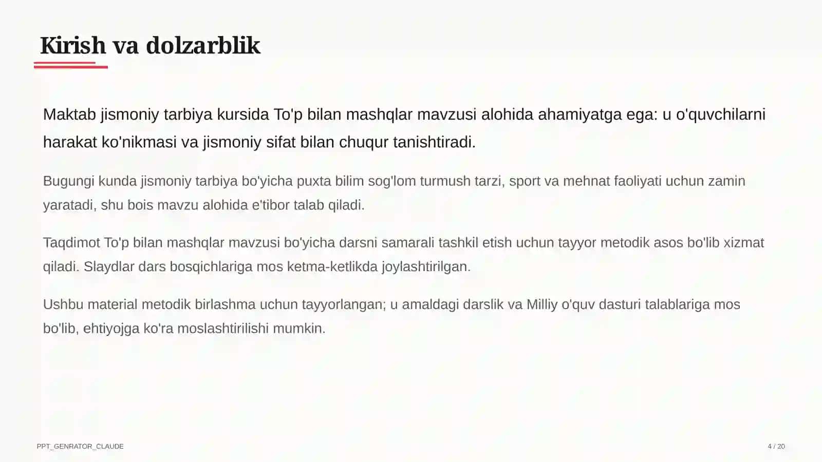 To'p bilan mashqlar (2-sinf) 4
