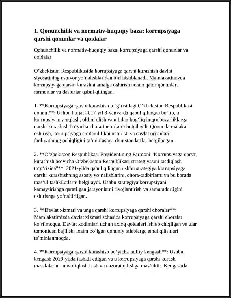 OʻZBEKISTONDA KORRUPSIYAGA QARSHI KURASH MEXANIZMLARI 4
