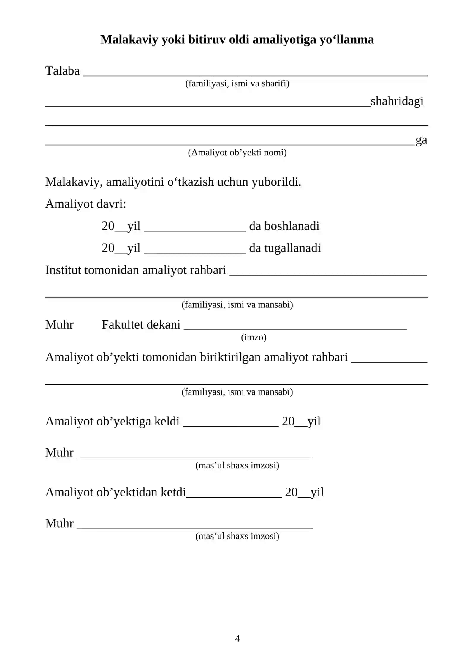 4+2 AMALIYOTI YUZASIDAN amaliyot kundaligi 4