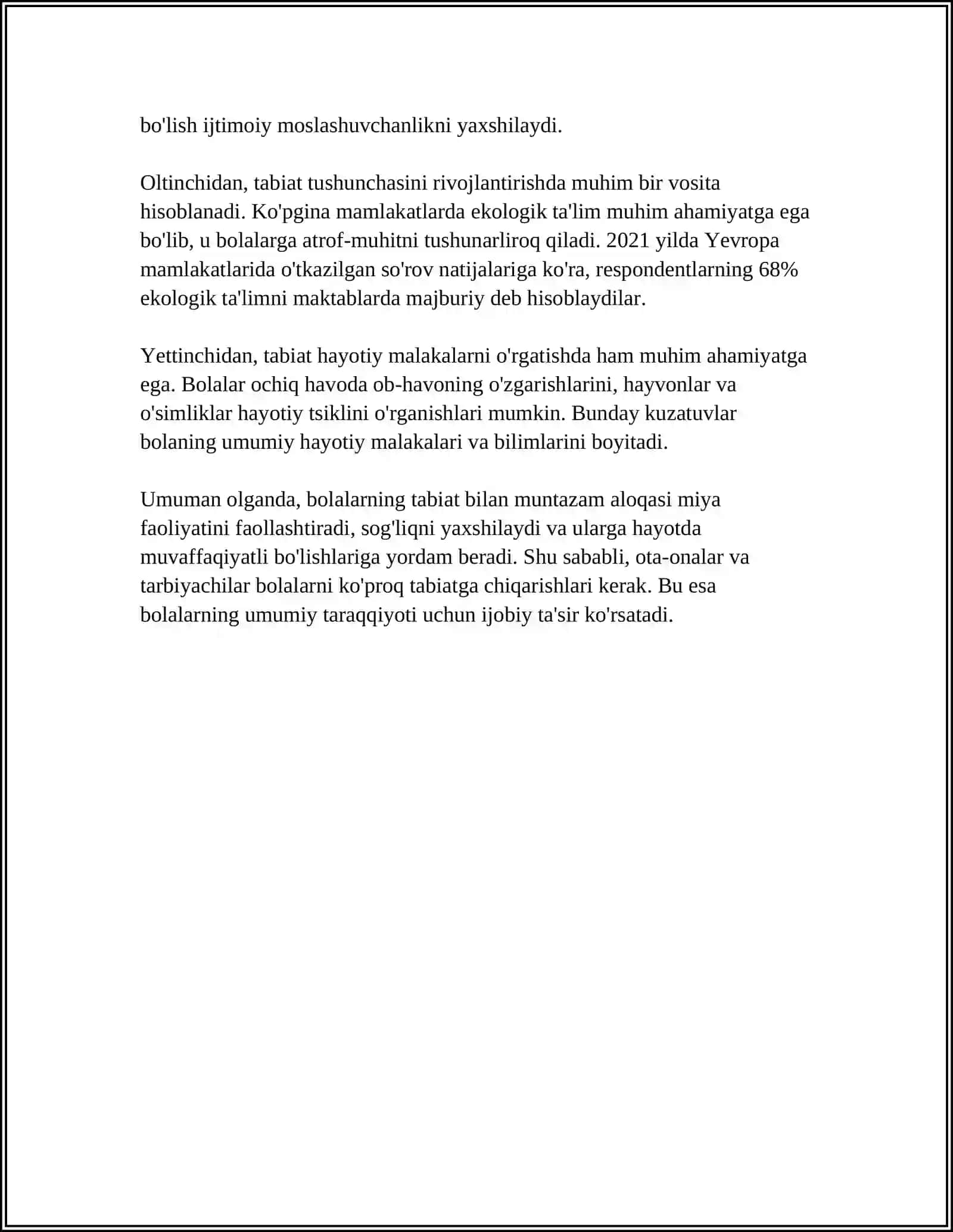 TABIAT - BOLALARNI HAR TOMONLAMA KAMOL TOPISHIDA ASOSIY OMIL SIFATIDA 4