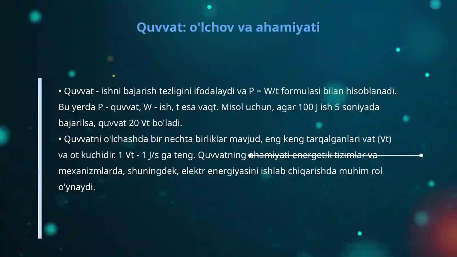 Ish, quvvat va energiya tushunchalari 4