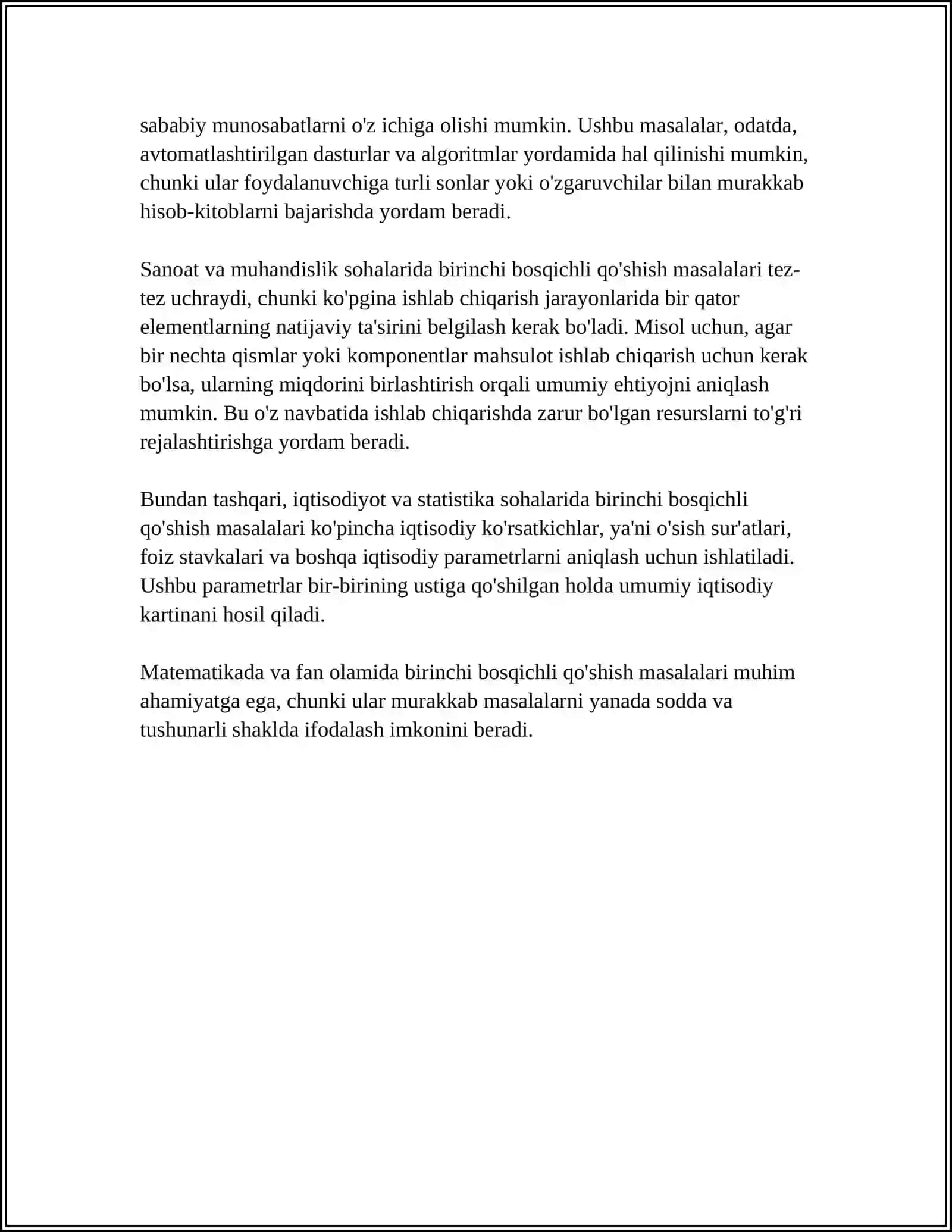 BIR BOSQICHLI QOSHISH VA AYRISH MASALALARINI YECHISH.MATEMATIK MAZMUNGA EGA ROLI OYINLAR 4
