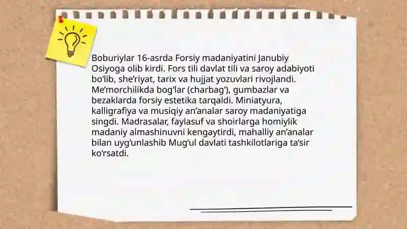Boburnoma va Boburiylarning jahon madaniyatiga qo'shgan hissasi 4