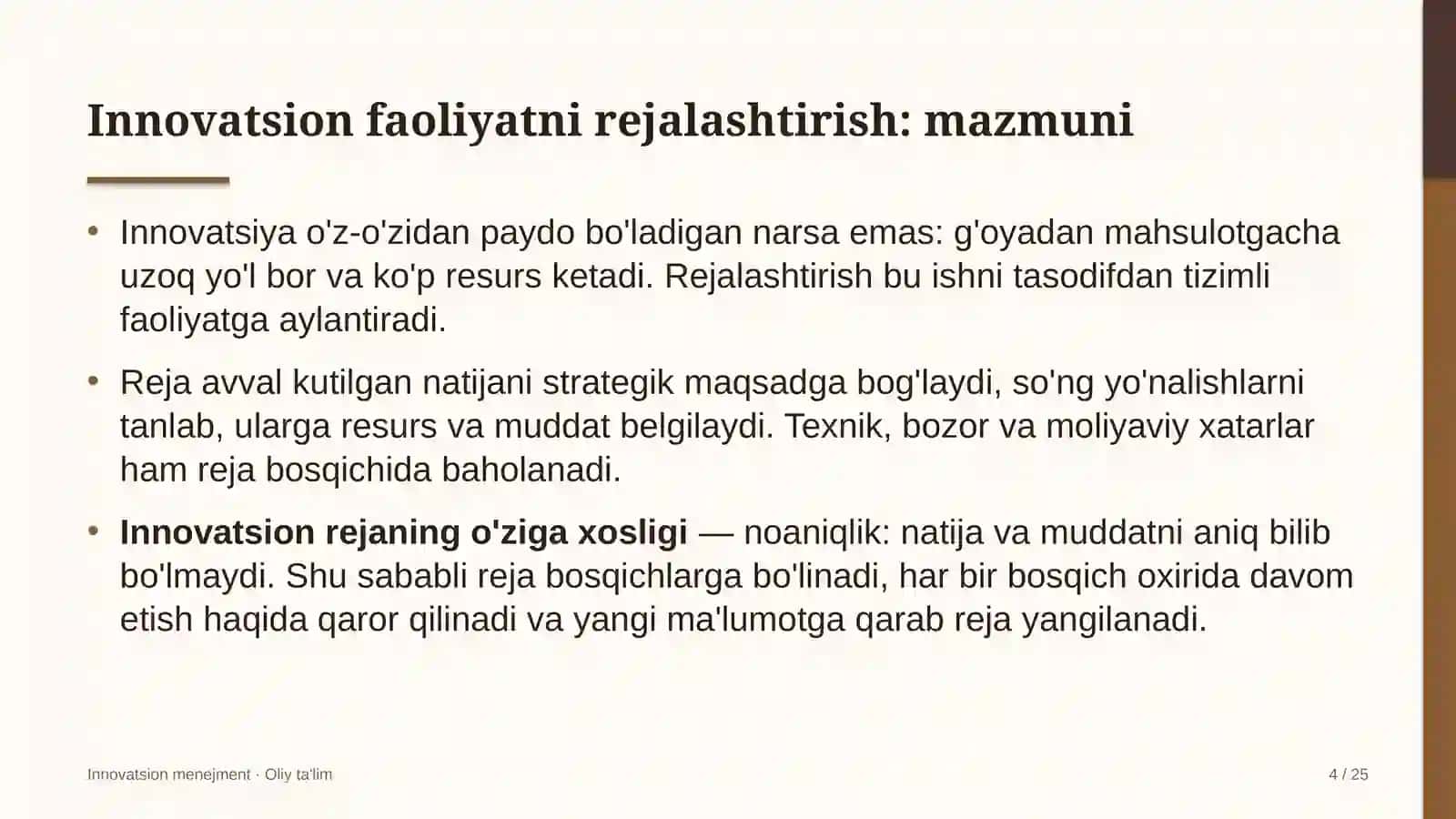 un yorma sanoatida innovatsion faoliyatni rejalashtirish 2983 4
