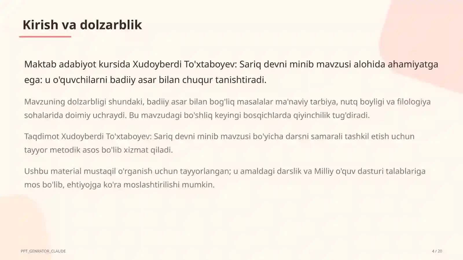 Xudoyberdi To'xtaboyev: Sariq devni minib (6-sinf) 4