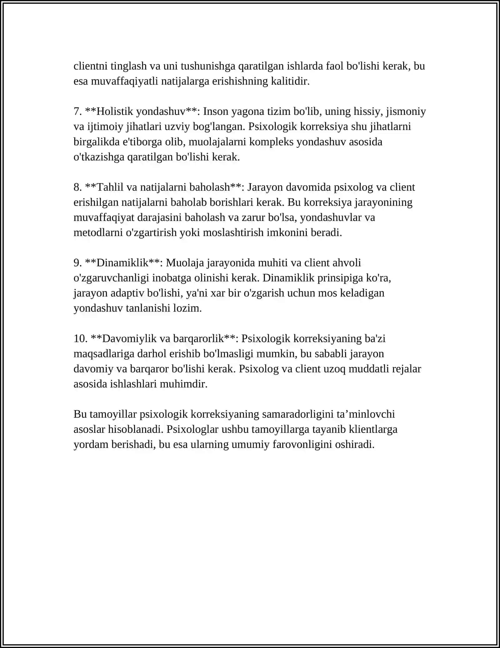 Psixologik korreksiyaning tamoyillari va uni tashkil etish 4