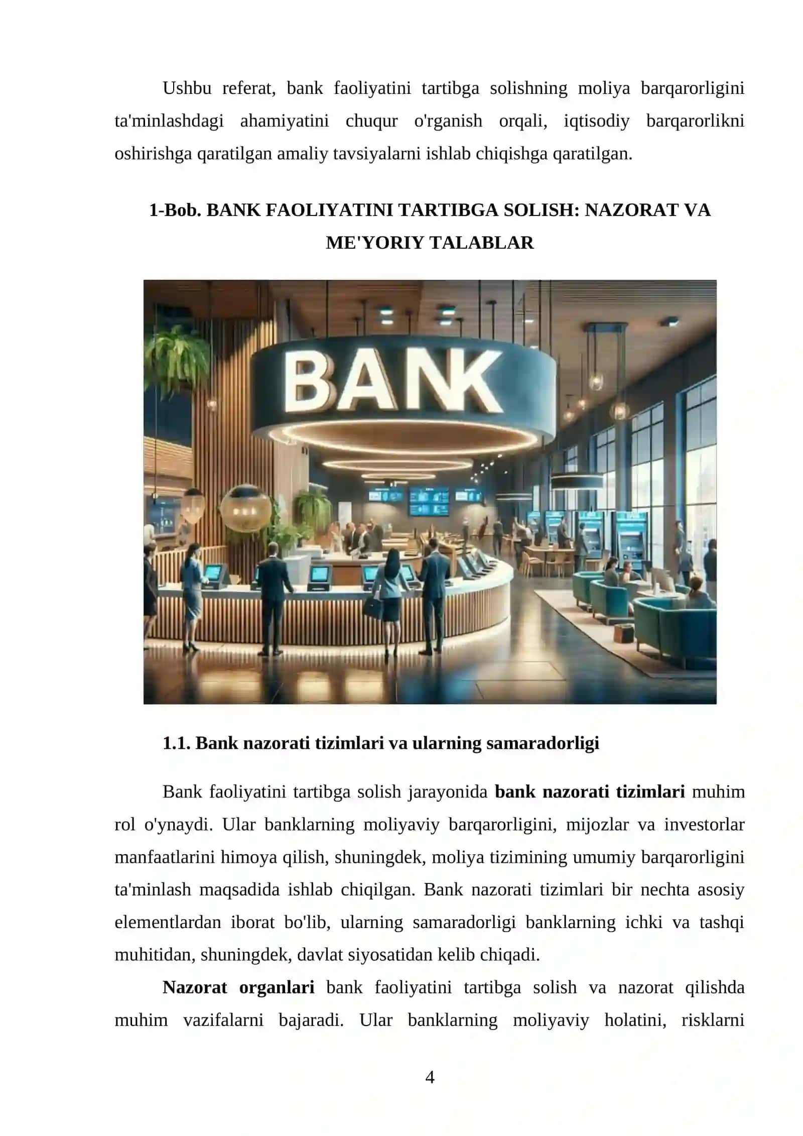 Bank faoliyatini tartibga solish va moliya barqarorligi 4