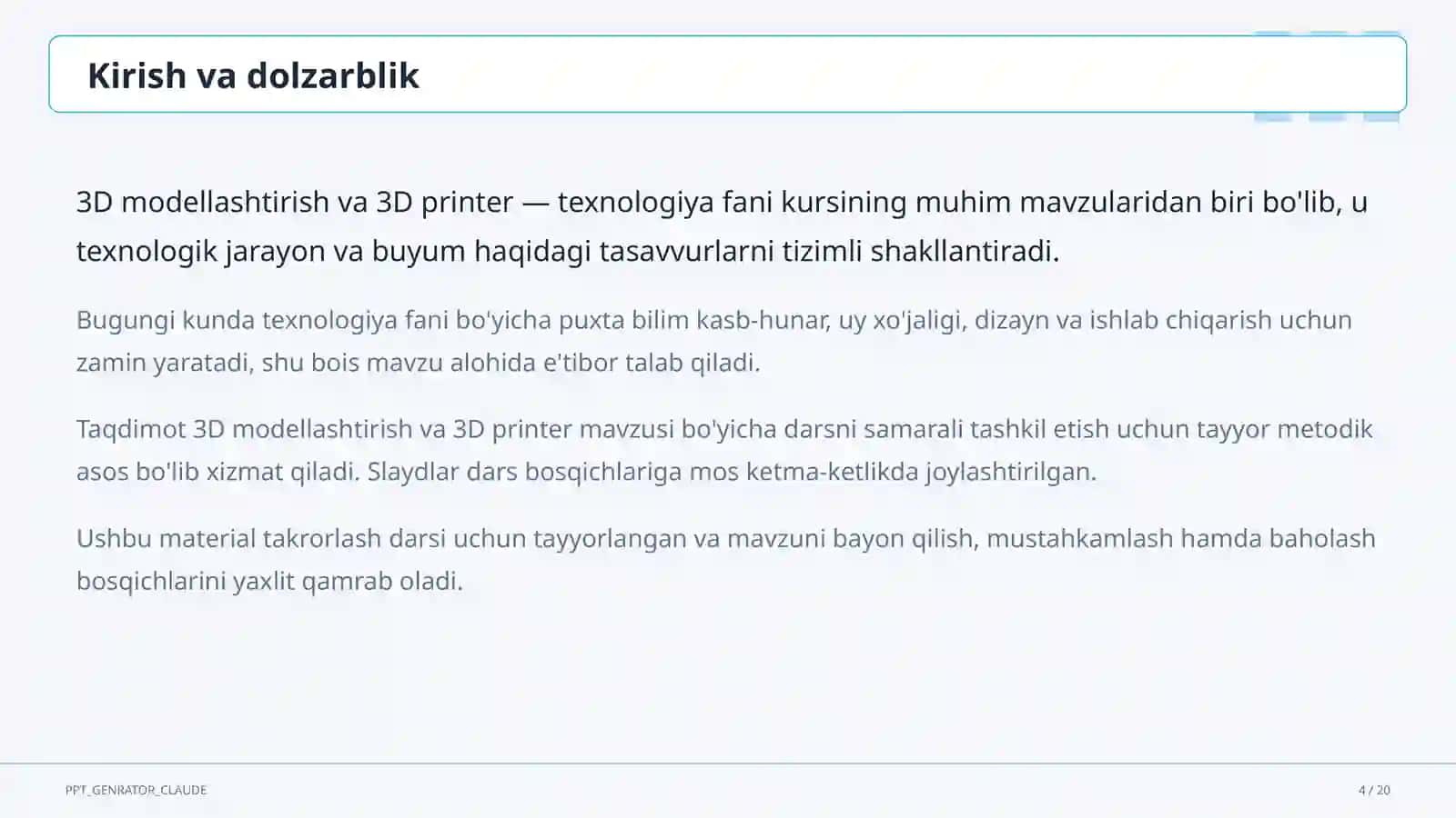 3D modellashtirish va 3D printer (10-sinf) 4