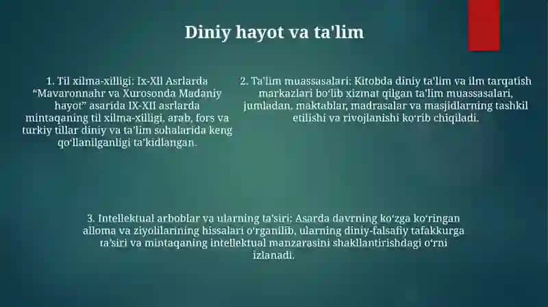 Ix-Xll Asrlarda Mavaronnahr Va Xurosonda Madaniy Hayot 4