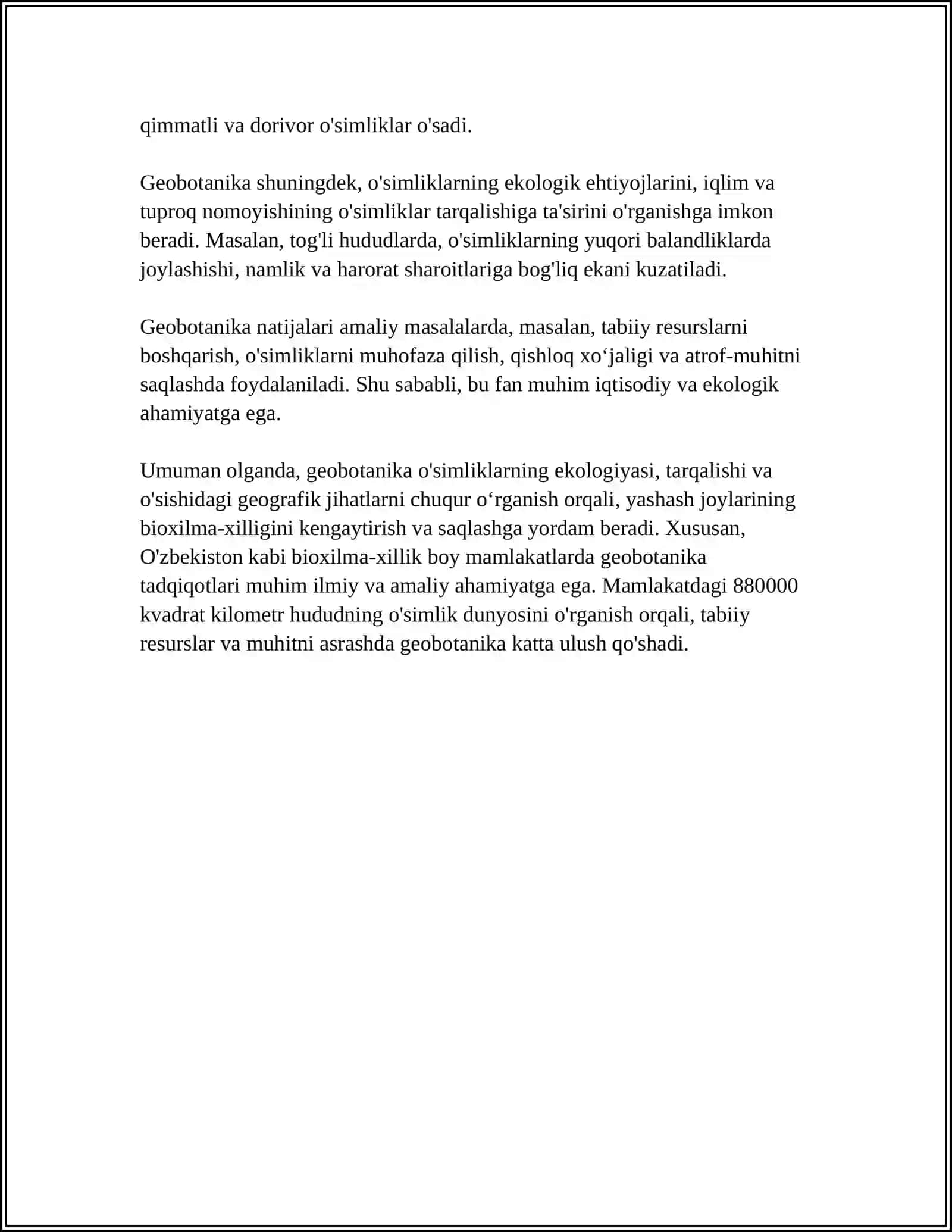 GEOBOTANIKA FANING PREDMETI, VAZIFALARI, OB'EKTI VA RIVOJLANISH TARIXI 4