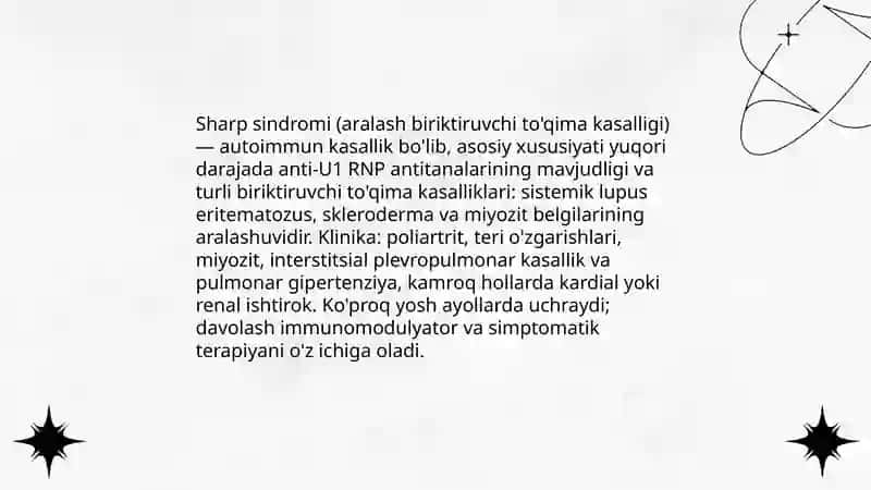 Shegren kasalligi. Sharp sindromi 4