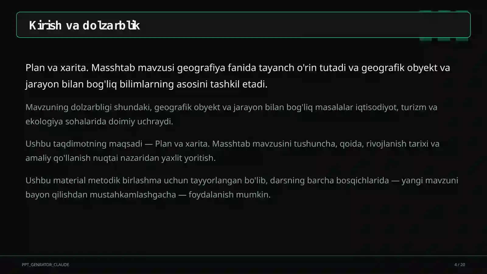 Plan va xarita. Masshtab (5-sinf) 4