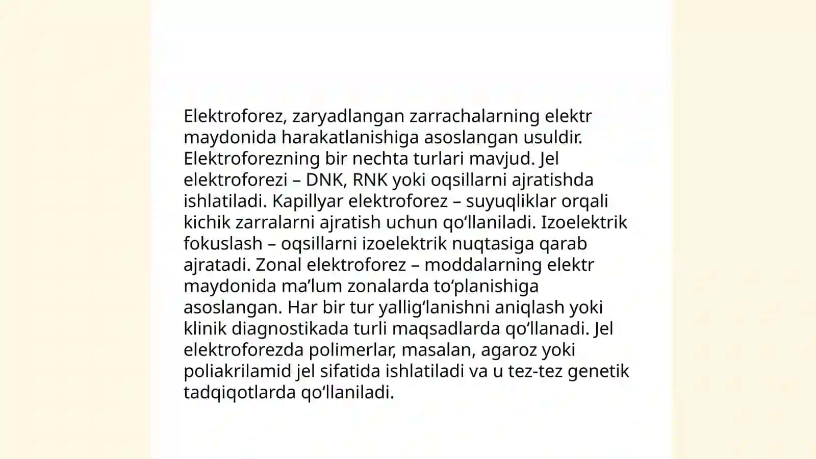 Elektroforez usuli 4