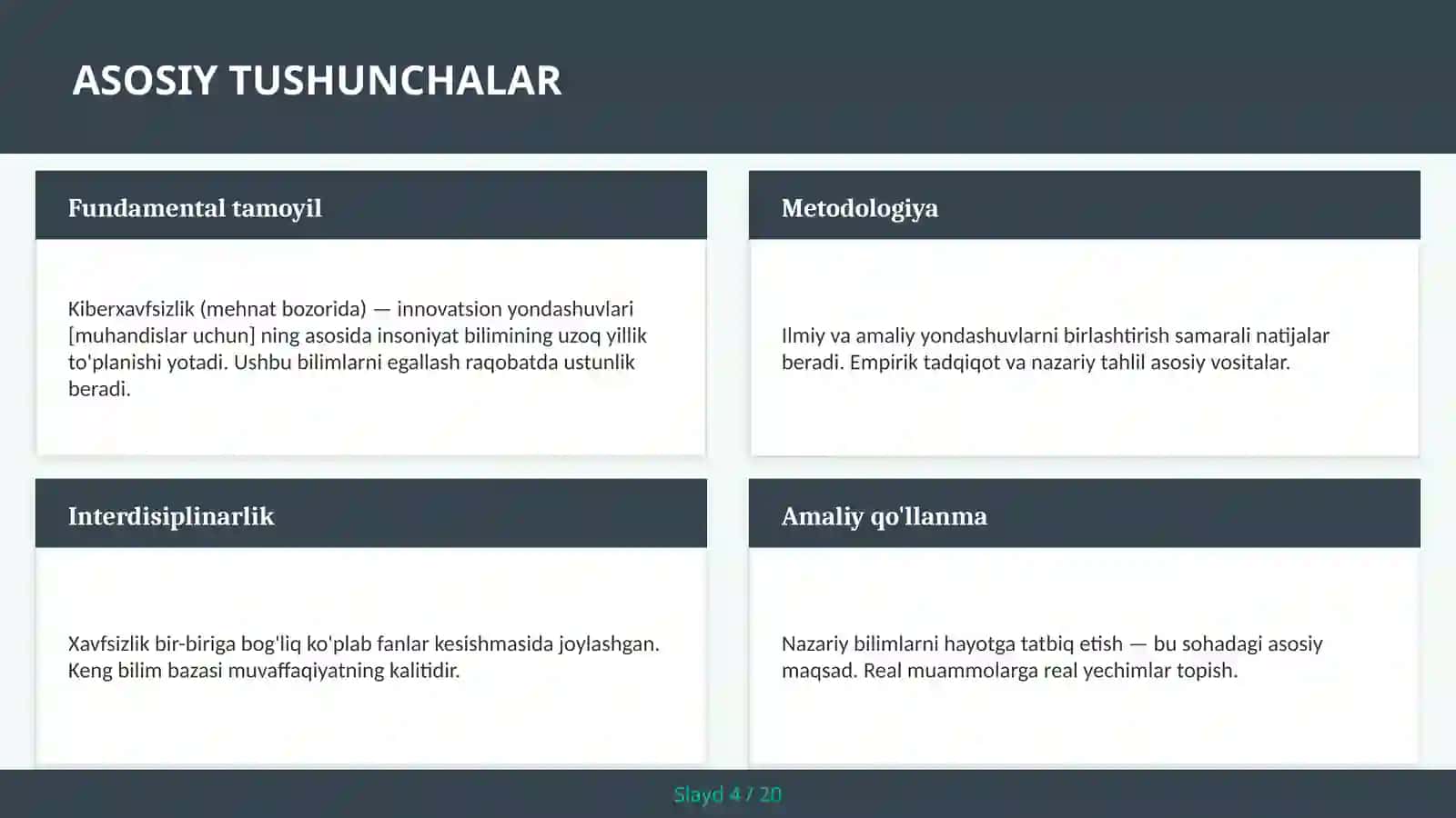 KIBERXAVFSIZLIK (MEHNAT BOZORIDA) — INNOVATSION YONDASHUVLARI [MUHANDISLAR UCHUN] 4