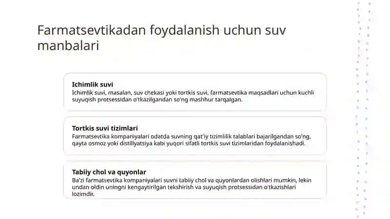 Farmasevtika sohasida suvni tayyorlash va saqlash 4