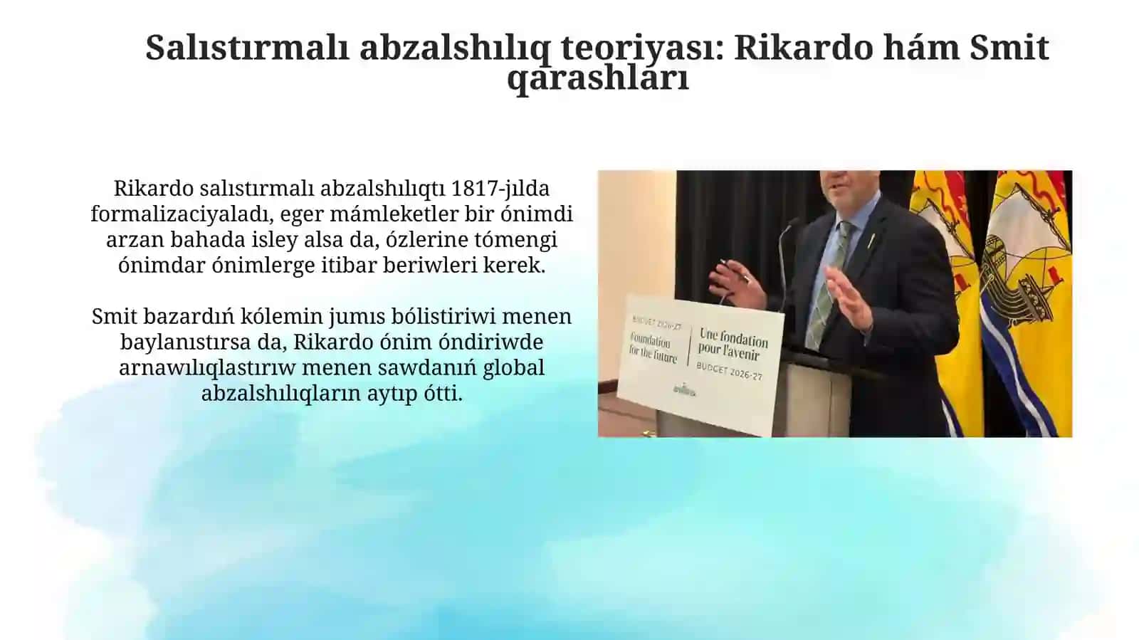 D.Rikardo hám A.Smittiń ekonomikalıq ósimgebolǵanjantasıwları 4