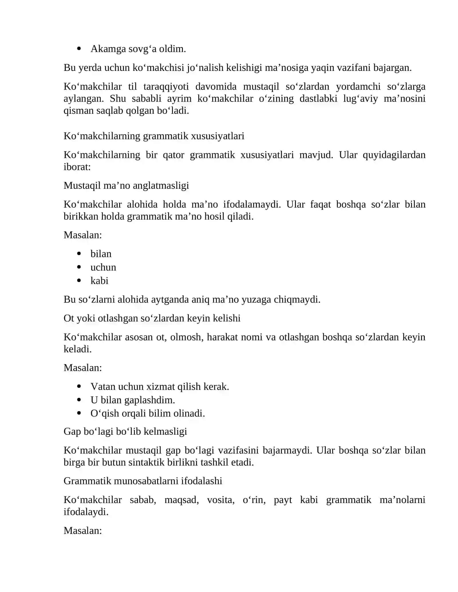 YORDAMCHI SOʻZLAR HAQIDA UMUMIY MA’LUMOT 4